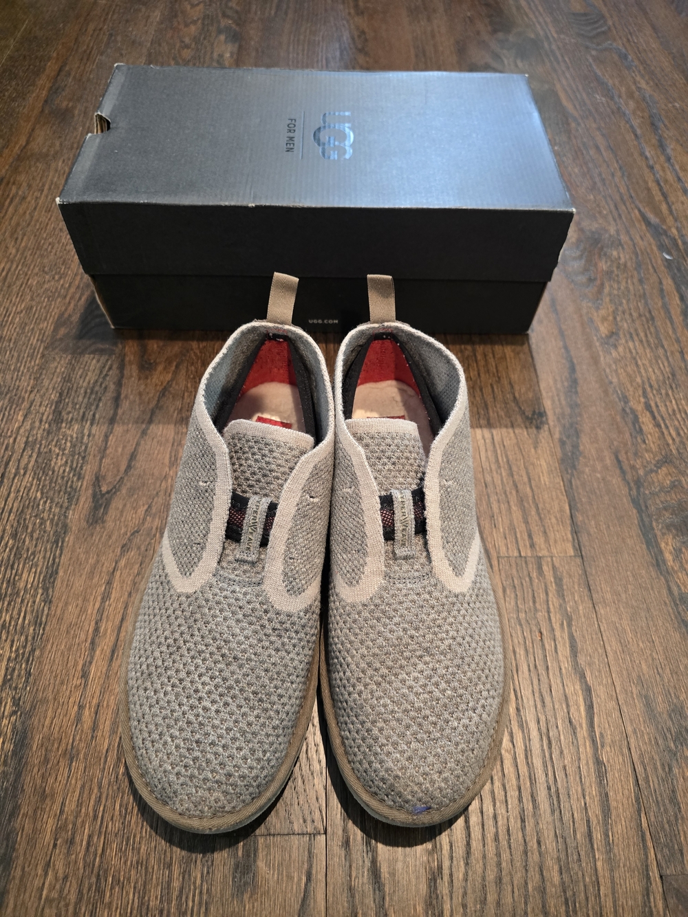 UGG Men's Gray Knit Slip-On Loafers